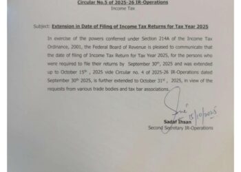 FBR Extends Deadline for Filing Income Tax Returns to October 31, 2025
