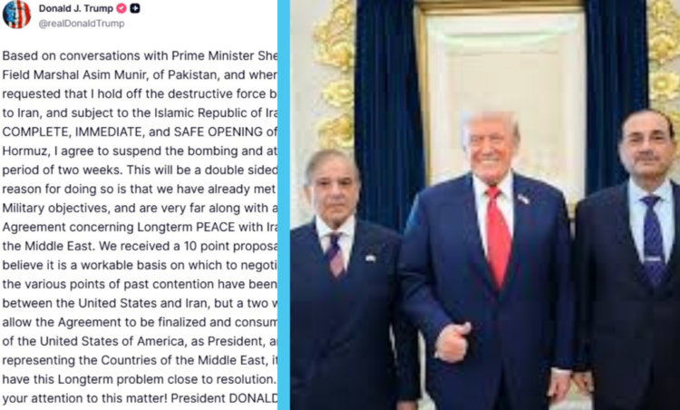 Trump Announces Two-Week Ceasefire with Iran After Talks with PM Shehbaz, Army Chief Asim Munir